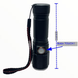 Lámpara LED T6 con botón touch, zoom, batería 26650 y carga USB — imagen 1 de 2