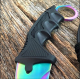 Cuchillo tipo karambit de hoja curva color tornasol con funda — imagen 3 de 6