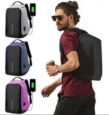 Mochila antirrobo impermeable con puerto USB en azul, negro o gris — imagen 3 de 9