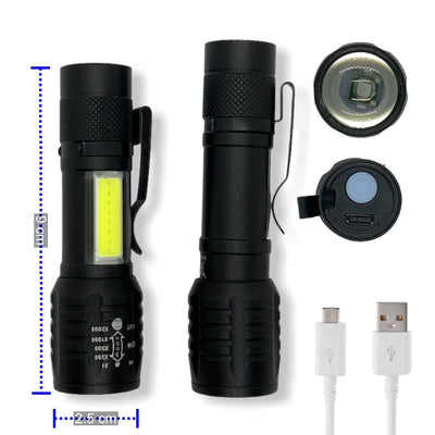Mini lámpara LED UV con zoom, luz lateral blanca y clip