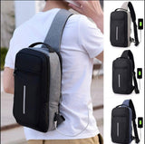 Mochila antirrobo pechera azul con puerto USB y cremallera oculta — imagen 3 de 10