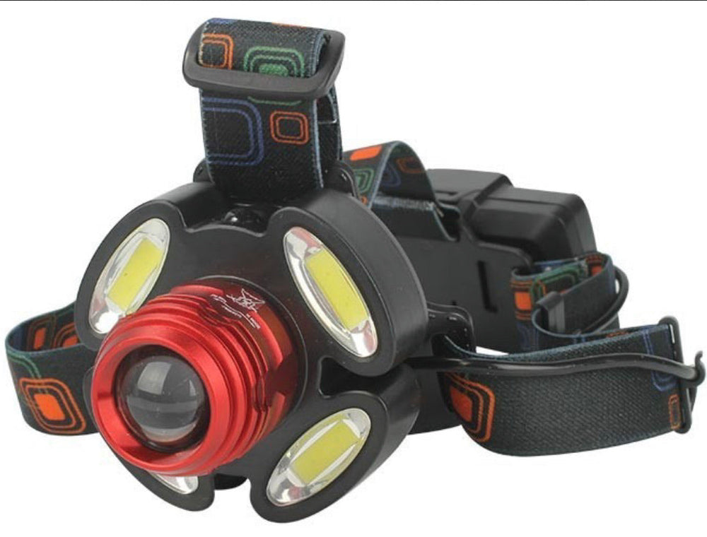 Lámpara minera de cabeza con 5 led y hasta 9000 lúmenes