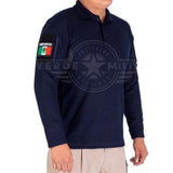 Playera polo manga larga tipo combate color azul marino — imagen 6 de 10