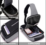 Mochila antirrobo pechera azul con puerto USB y cremallera oculta — imagen 6 de 10