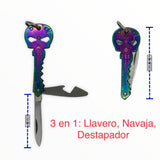 Llavero 3 en 1 con navaja, destapador y acabado tornasol — imagen 2 de 2