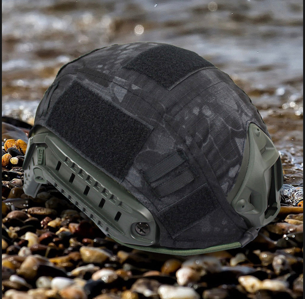Cubierta de casco camuflaje, accesorio de performance en negro liso