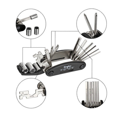 Kit de herramientas 16 en 1 para reparación y mantenimiento de bicicleta