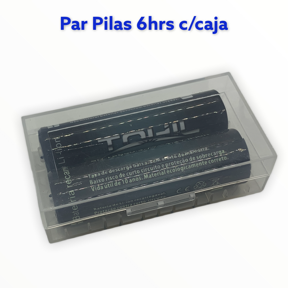 Set de 2 baterías recargables de litio tipo 18650 de 6 horas cada una