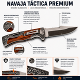 Navaja plegable premium con hoja clip point y mango tipo madera con relieves — imagen 5 de 5