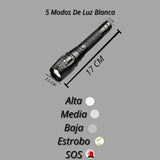 Lámpara LED T9 Recargable Zoom 5 Modos Batería 18650 - Gadgets y Tecnología en Fralugio México — imagen 2 de 4