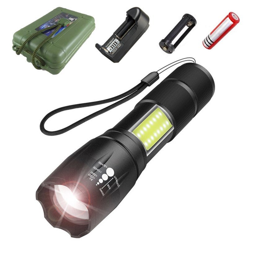 Lámpara Táctica LED COB 2500 Lúmenes con Zoom - Gadgets y Tecnología en Fralugio México