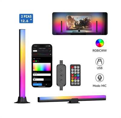 Lámparas LED RGBIC Pack 2d, Mesa y Barra de Luz de 32 cm, para TV y Monitor Gamer con App, Bluetooth y Modo Música - Gadgets y Tecnología en Fralugio México