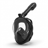 Máscara de snorkel integral SPOWAY en vista tres cuartos con tubo superior y soporte para GoPro — imagen 2 de 5