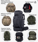 Mochila de Marco Interno 70L Camping Sistema Molle - Gadgets y Tecnología en Fralugio México — imagen 2 de 9