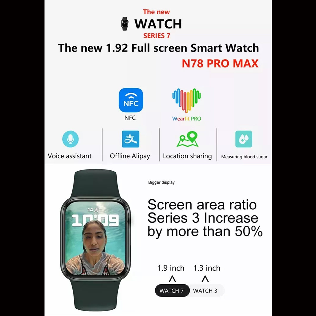 Smartwatch Reloj Inteligente Fralugio N78 Pro Max Touch Nfc