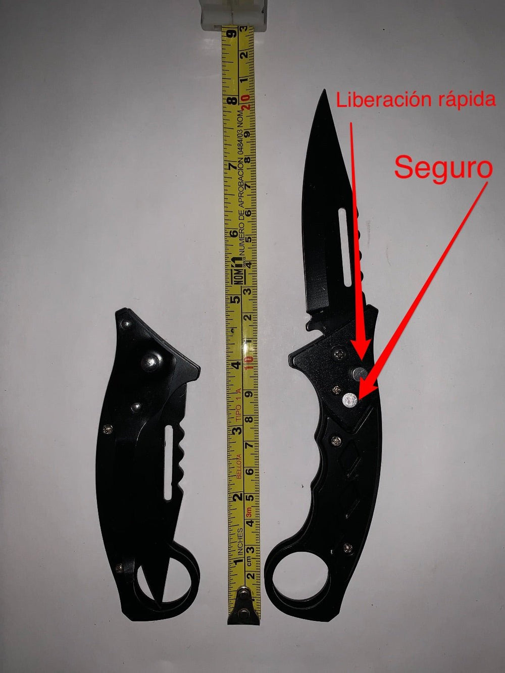 Navaja Tipo Karambit 21 cm con Clip y Seguro - Gadgets y Tecnología en Fralugio México