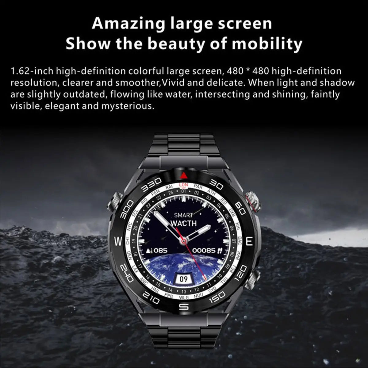 Smartwatch Fralugio P9 Ultimate Color Negro Nfc Brújula Hr Bp Nfc