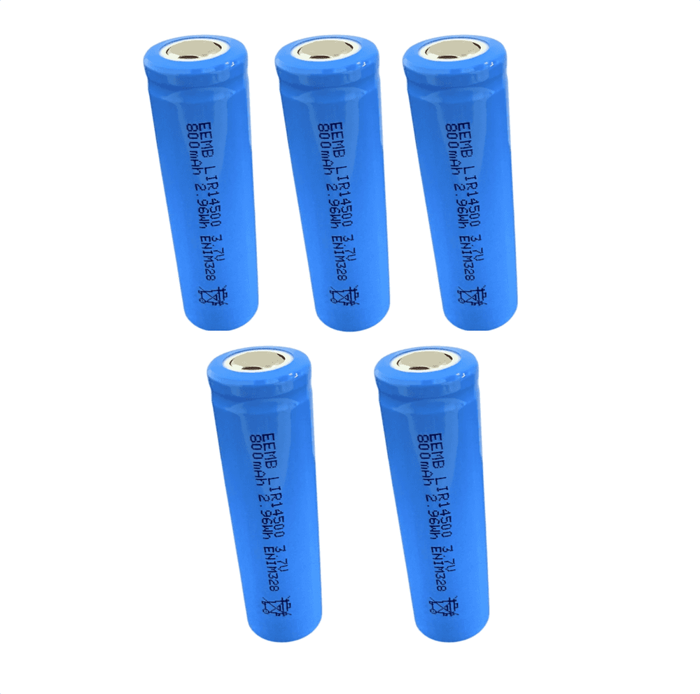 Pila14500 3.7v - 800mah Recargable De Litio P/lámparas 5 piezas