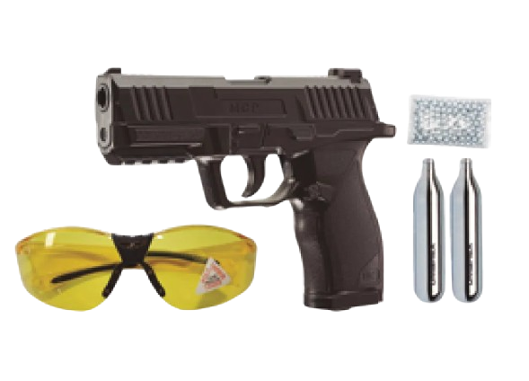 Pistola de airsoft CO2 calibre .177 con balines BB y lentes de protección