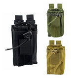 Porta radio táctico con sistema molle en color negro y verde militar — imagen 3 de 6