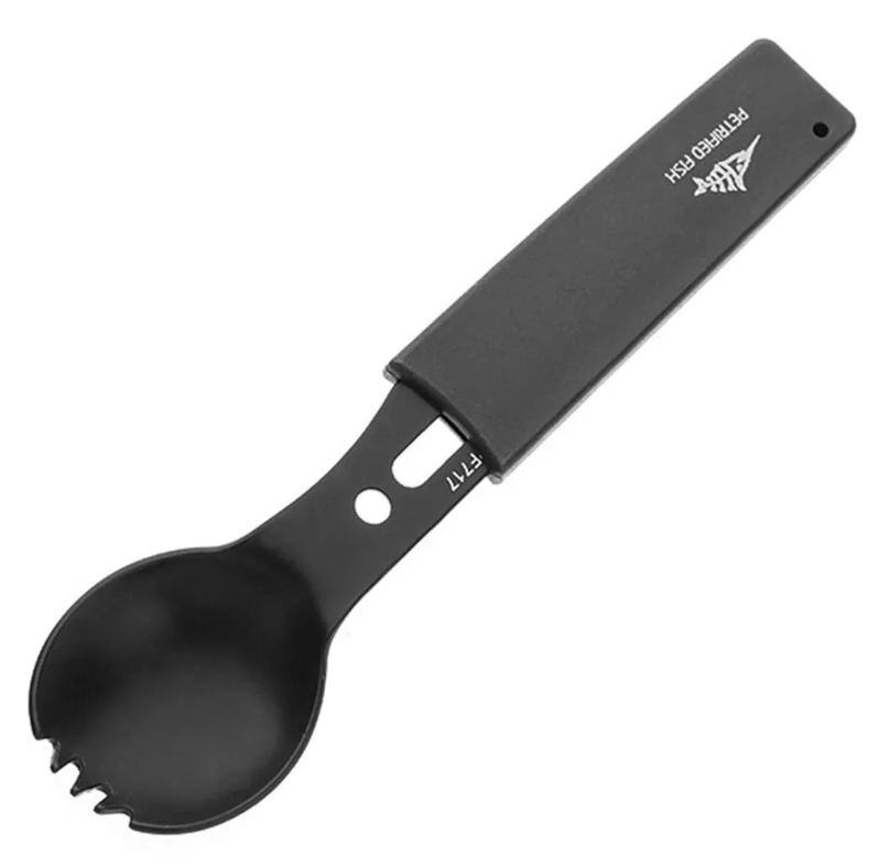 Navaja de campismo desarmable 6 en 1 con cuchara, cuchillo y tenedor