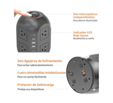 Regleta Torre Multicontacto 3m Estación De Carga Puertos Usb