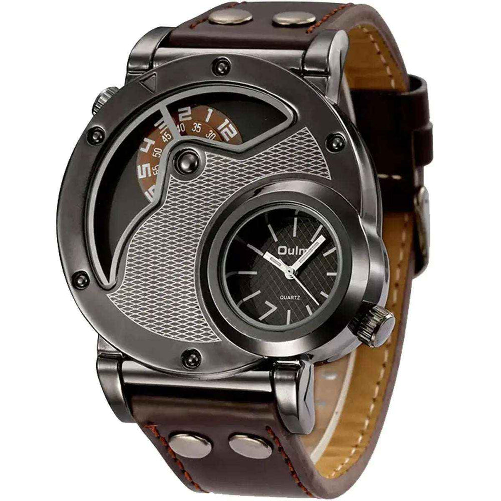 Reloj de Lujo Para Caballero Oulm 9591 Fralugio Acero Inoxidable 2 Maquinas