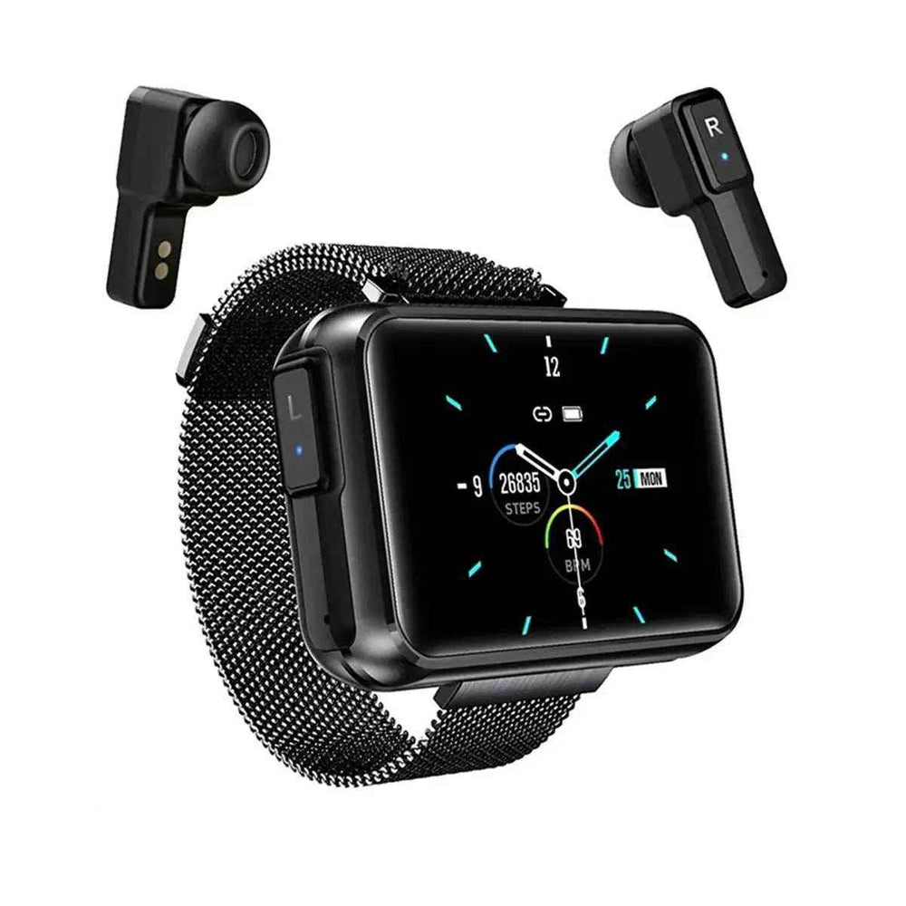Reloj Inteligente Smartwatch 2 En 1 T91 Con Audífonos Tws Wireless 1.4 Pulgadas Metal