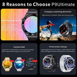 Smartwatch Reloj P9 Ultimate Fralugio Nfc Brújula Hr Bp Nfc