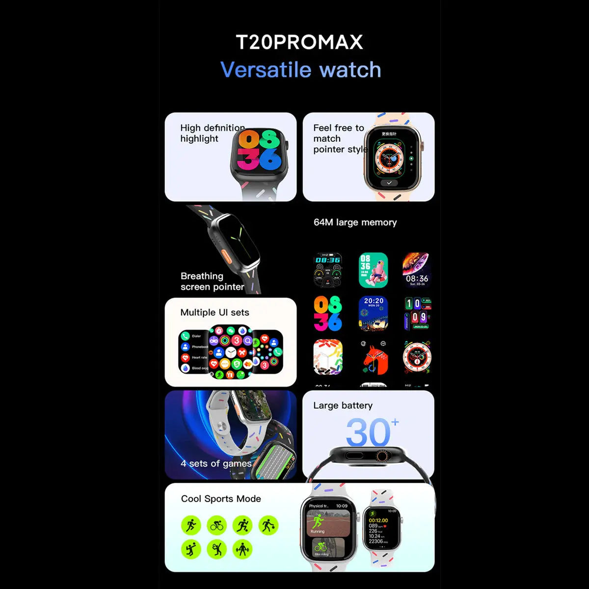 Smartwatch Reloj Intelgente Fralugio T20 Pro Max Mensajes Hr Fralugio