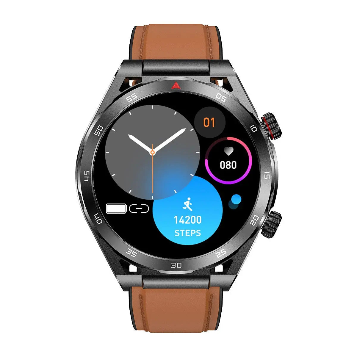 Smart Watch Reloj Inteligente T80 Fralugio Glucosa Hd Correa de Cuero Fralugio