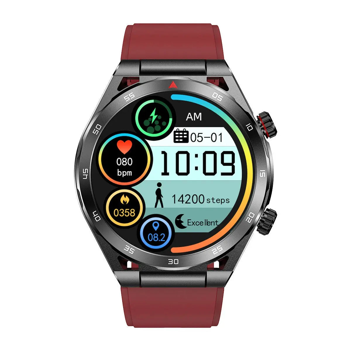 Smart Watch Reloj Inteligente T80 Fralugio Mide Glucosa Extensible Silicón Fralugio