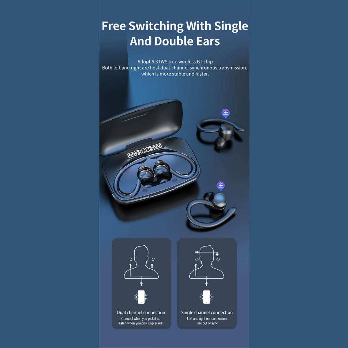 Auriculares Bluetooth Manos Libres T82 Tws Wireless Hook Enc